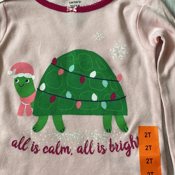 🎄🐢NWT Carter’s Christmas Pajamas Toddler Girls 🐢🎄 - Picture 3 of 5